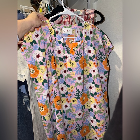 First Love Tops - First Love Pink Floral Blouse